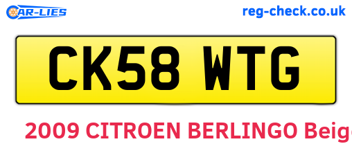 CK58WTG are the vehicle registration plates.