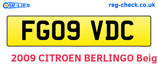 FG09VDC are the vehicle registration plates.