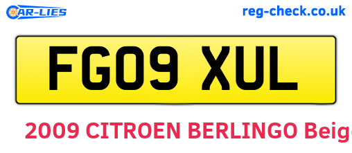 FG09XUL are the vehicle registration plates.
