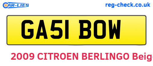 GA51BOW are the vehicle registration plates.