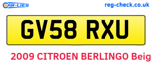 GV58RXU are the vehicle registration plates.