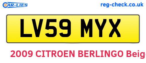 LV59MYX are the vehicle registration plates.