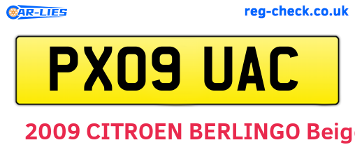 PX09UAC are the vehicle registration plates.