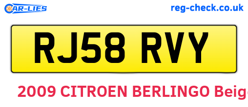 RJ58RVY are the vehicle registration plates.