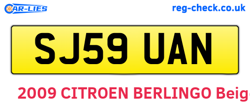SJ59UAN are the vehicle registration plates.
