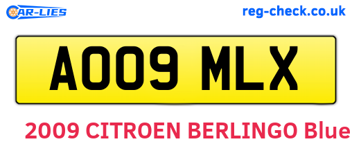 AO09MLX are the vehicle registration plates.