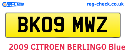 BK09MWZ are the vehicle registration plates.