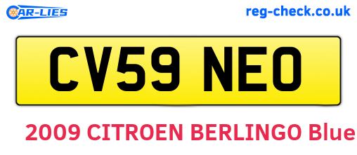 CV59NEO are the vehicle registration plates.