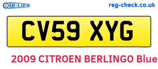 CV59XYG are the vehicle registration plates.