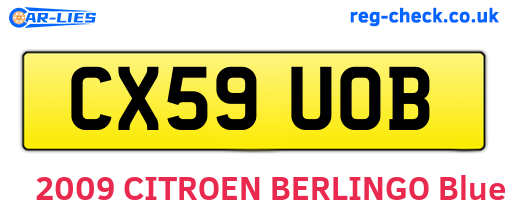 CX59UOB are the vehicle registration plates.