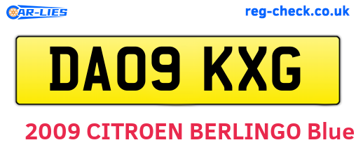 DA09KXG are the vehicle registration plates.