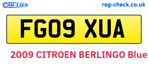 FG09XUA are the vehicle registration plates.