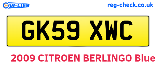 GK59XWC are the vehicle registration plates.