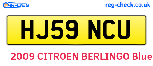 HJ59NCU are the vehicle registration plates.