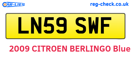 LN59SWF are the vehicle registration plates.