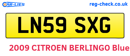 LN59SXG are the vehicle registration plates.