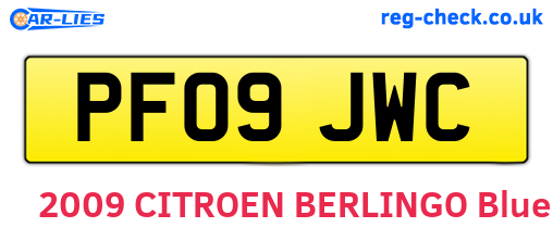 PF09JWC are the vehicle registration plates.