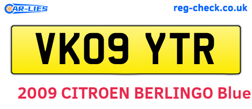 VK09YTR are the vehicle registration plates.