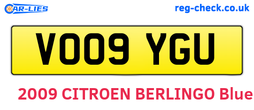 VO09YGU are the vehicle registration plates.