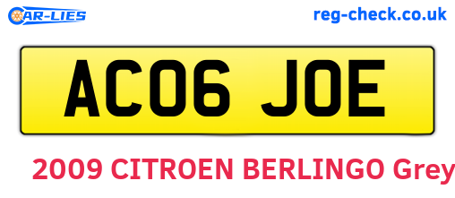 AC06JOE are the vehicle registration plates.