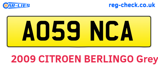 AO59NCA are the vehicle registration plates.