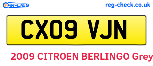 CX09VJN are the vehicle registration plates.