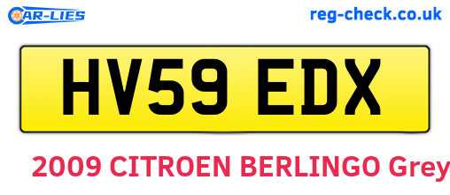 HV59EDX are the vehicle registration plates.