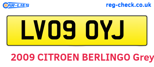 LV09OYJ are the vehicle registration plates.