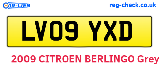LV09YXD are the vehicle registration plates.