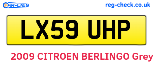 LX59UHP are the vehicle registration plates.