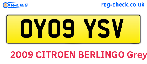 OY09YSV are the vehicle registration plates.