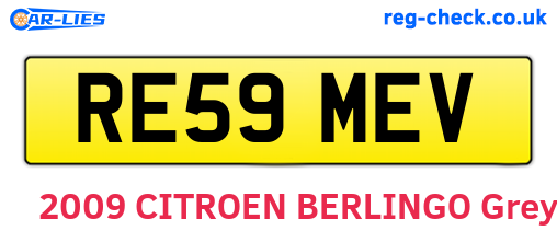 RE59MEV are the vehicle registration plates.