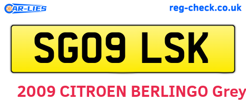 SG09LSK are the vehicle registration plates.