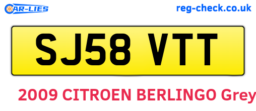 SJ58VTT are the vehicle registration plates.