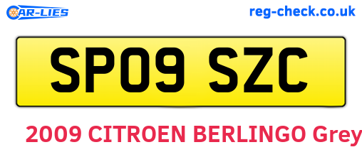 SP09SZC are the vehicle registration plates.