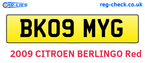 BK09MYG are the vehicle registration plates.