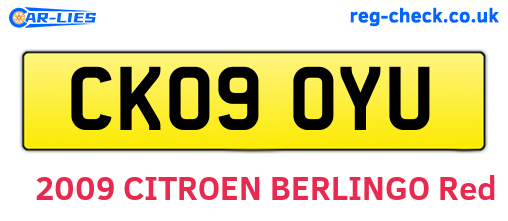 CK09OYU are the vehicle registration plates.