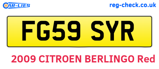 FG59SYR are the vehicle registration plates.