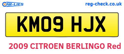 KM09HJX are the vehicle registration plates.
