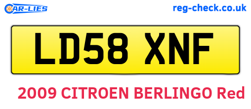 LD58XNF are the vehicle registration plates.
