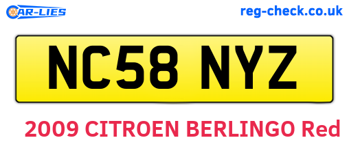 NC58NYZ are the vehicle registration plates.