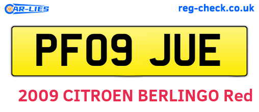 PF09JUE are the vehicle registration plates.