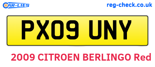 PX09UNY are the vehicle registration plates.