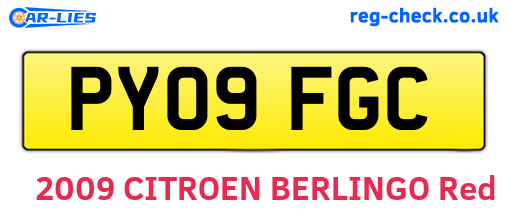 PY09FGC are the vehicle registration plates.