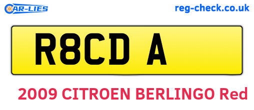 R8CDA are the vehicle registration plates.