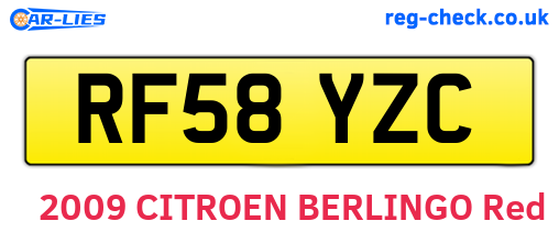 RF58YZC are the vehicle registration plates.