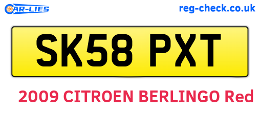 SK58PXT are the vehicle registration plates.