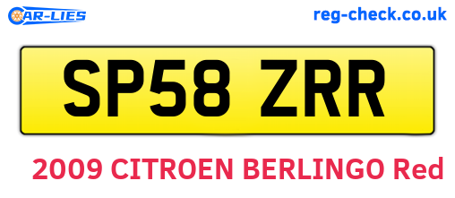 SP58ZRR are the vehicle registration plates.