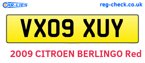 VX09XUY are the vehicle registration plates.