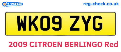 WK09ZYG are the vehicle registration plates.